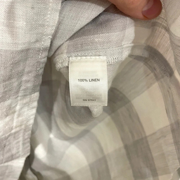 J. Jill Love Linen | Women's Plaid Gray & White Button Back Tank Small Petite - Picture 5 of 6